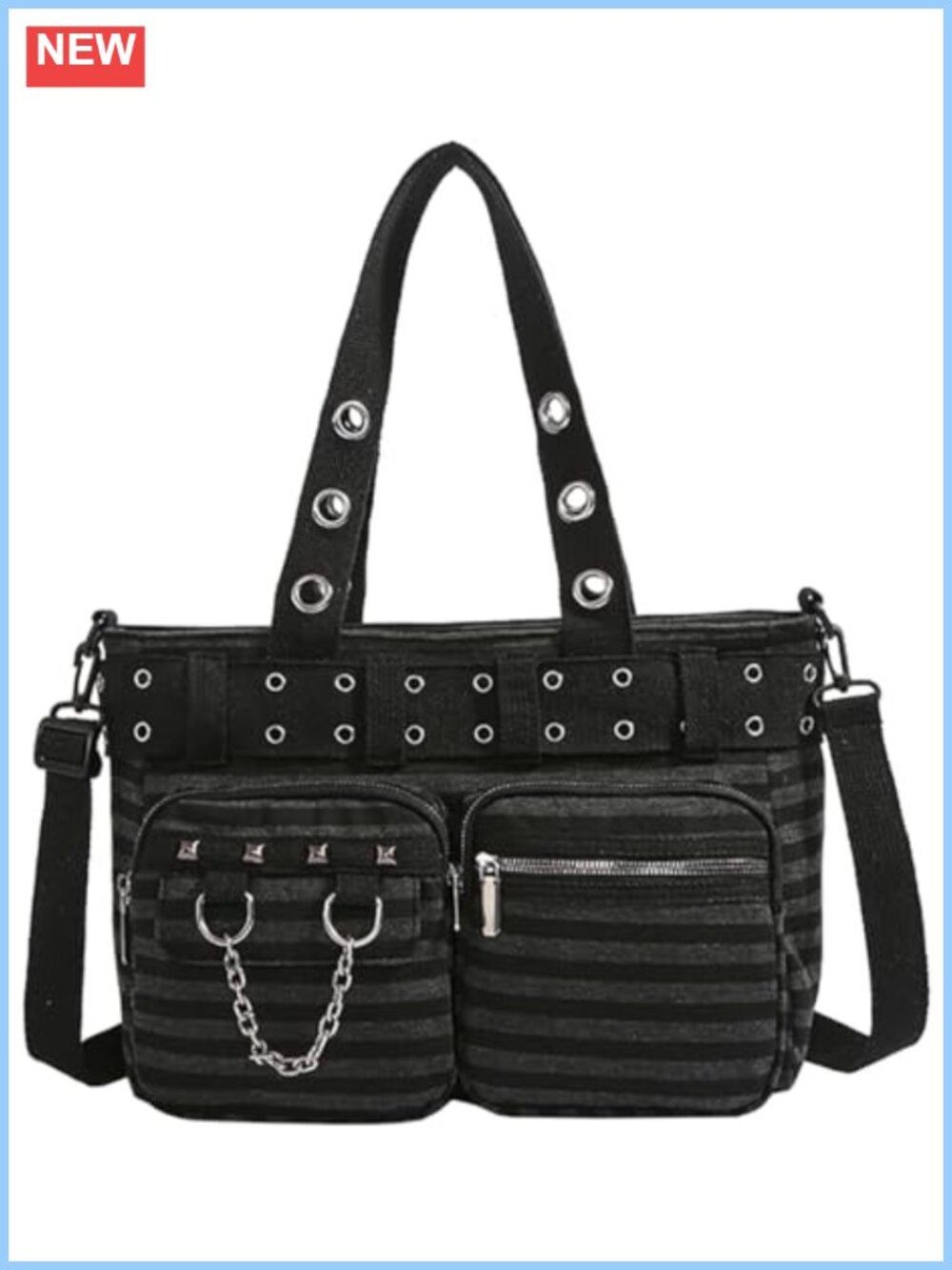 Corduroy Tote Bag for Women Gothic Purse with Zipper Adjustable Strap